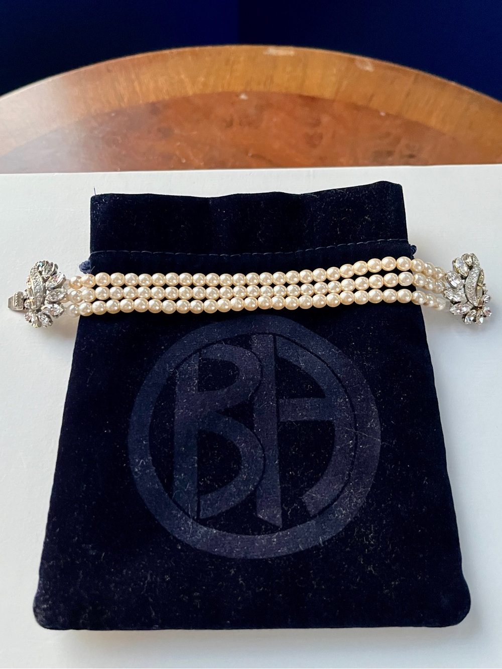Ben-Amun Pearl and Silver Crystal Multi-Strand Bracelet